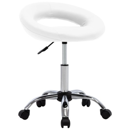 vidaXL Silla de comedor giratoria cuero sintético blanco