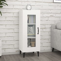 vidaXL Aparador de madera contrachapada blanco brillante 34,5x34x90 cm