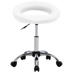 vidaXL Silla de comedor giratoria cuero sintético blanco