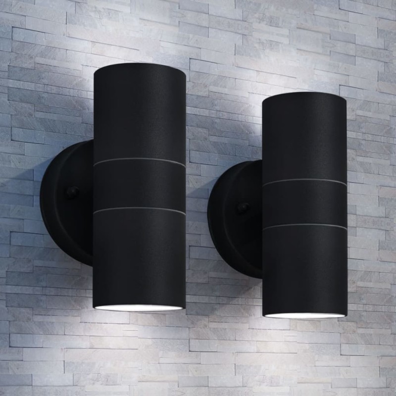 vidaXL Lámpara de pared exterior 2 uds acero ascendente/descendente vidaXL Lámpara de pared exterior 2 uds acero ascendente/descendente