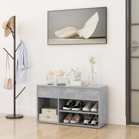 vidaXL Banco zapatero madera de ingeniería gris hormigón 80x30x45 cm