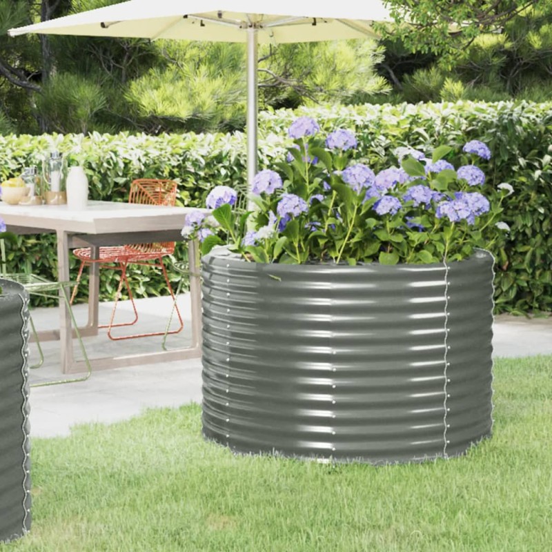 vidaXL Jardinera arriate acero recubrimiento polvo gris 100x100x68 cm