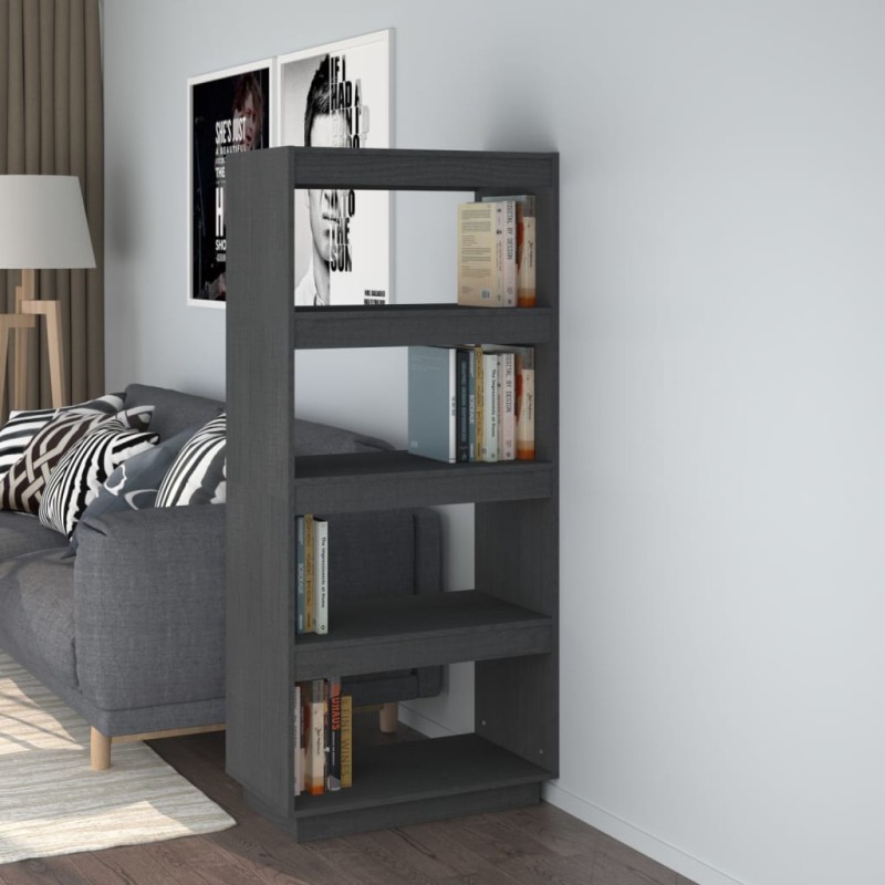 vidaXL Estantería/divisor de espacios madera de pino gris 60x35x135 cm vidaXL Estantería/divisor de espacios madera de pino gris 60x35x135 cm