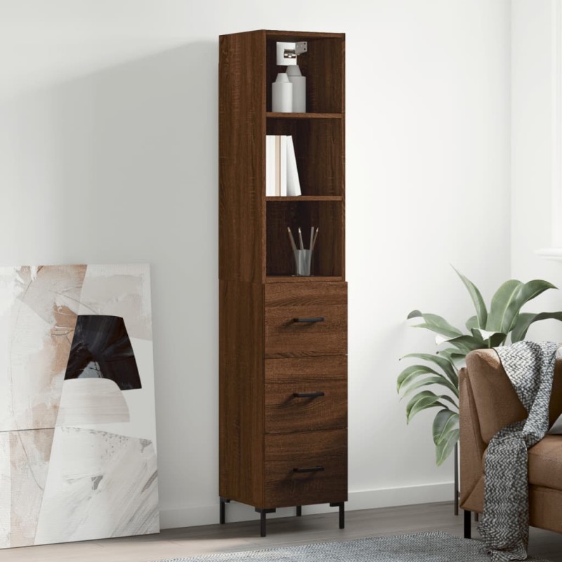 vidaXL Aparador alto madera contrachapada roble marrón 34,5x34x180 cm vidaXL Aparador alto madera contrachapada roble marrón 34,5x34x180 cm