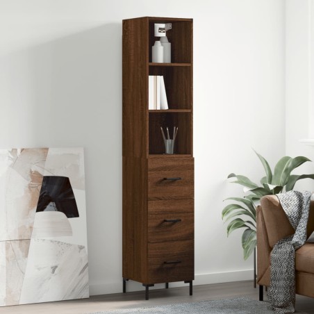 vidaXL Aparador alto madera contrachapada roble marrón 34,5x34x180 cm