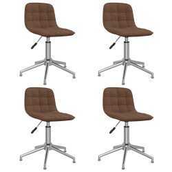 vidaXL Sillas de comedor giratorias 4 unidades tela marrón