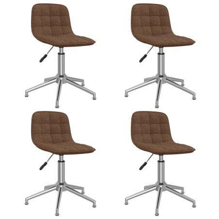 vidaXL Sillas de comedor giratorias 4 unidades tela marrón