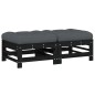 vidaXL Taburetes de jardín con cojines 2 uds madera maciza pino negro vidaXL Taburetes de jardín con cojines 2 uds madera maciza pino negro