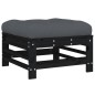 vidaXL Taburetes de jardín con cojines 2 uds madera maciza pino negro vidaXL Taburetes de jardín con cojines 2 uds madera maciza pino negro