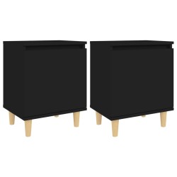 vidaXL Mesitas de noche 2 uds patas madera maciza negro 40x30x50 cm