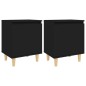 vidaXL Mesitas de noche 2 uds patas madera maciza negro 40x30x50 cm vidaXL Mesitas de noche 2 uds patas madera maciza negro 40x30x50 cm