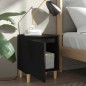 vidaXL Mesitas de noche 2 uds patas madera maciza negro 40x30x50 cm vidaXL Mesitas de noche 2 uds patas madera maciza negro 40x30x50 cm