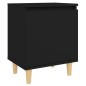 vidaXL Mesitas de noche 2 uds patas madera maciza negro 40x30x50 cm vidaXL Mesitas de noche 2 uds patas madera maciza negro 40x30x50 cm