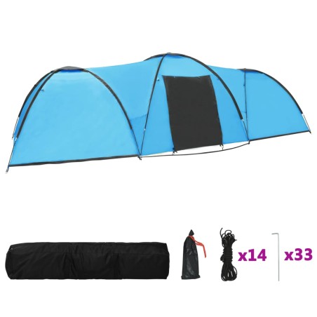 vidaXL Tienda de campaña iglú 8 personas azul 650x240x190 cm