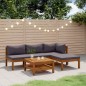 vidaXL Muebles de jardín 5 pzas cojines madera maciza de acacia 