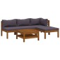 vidaXL Muebles de jardín 5 pzas cojines madera maciza de acacia 