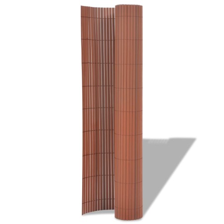 vidaXL Valla de jardín de doble cara PVC marrón 90x500 cm