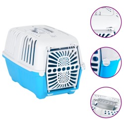 vidaXL Transportín de mascota blanco azul polipropileno 48x31,5x33 cm