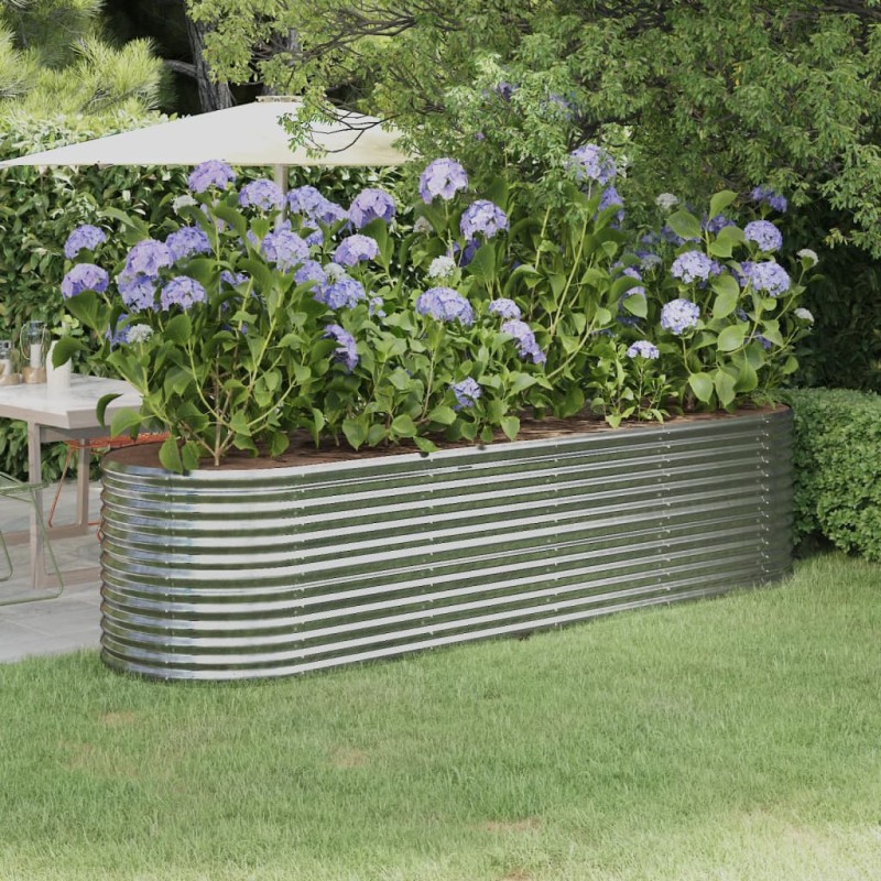 vidaXL Jardinera arriate acero recubrimiento polvo plata 296x80x68 cm vidaXL Jardinera arriate acero recubrimiento polvo plata 296x80x68 cm