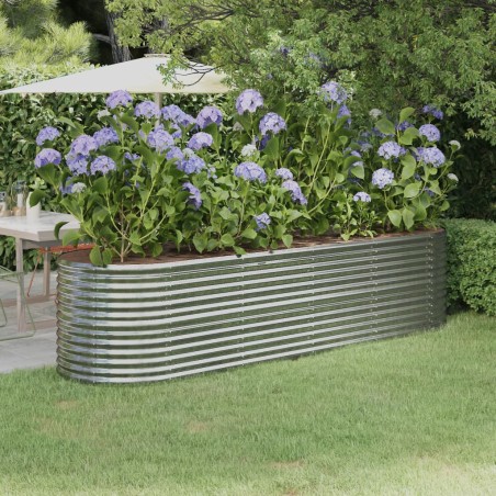 vidaXL Jardinera arriate acero recubrimiento polvo plata 296x80x68 cm