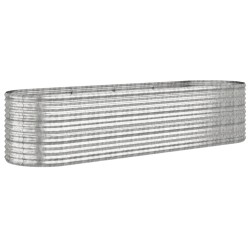 vidaXL Jardinera arriate acero recubrimiento polvo plata 296x80x68 cm
