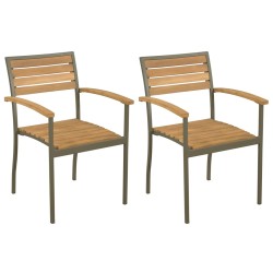 vidaXL Sillas apilables de jardín 2 uds madera maciza acacia y acero 