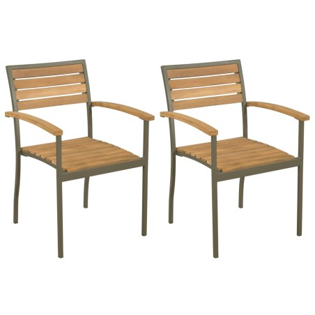 vidaXL Sillas apilables de jardín 2 uds madera maciza acacia y acero 