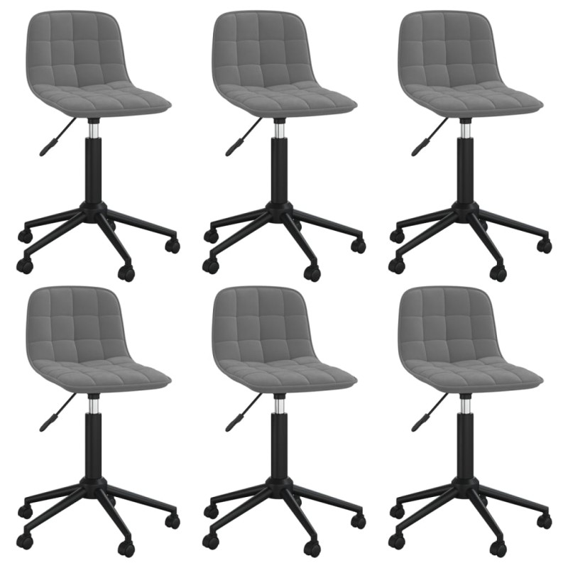 vidaXL Sillas de comedor giratorias 6 unidades terciopelo gris oscuro