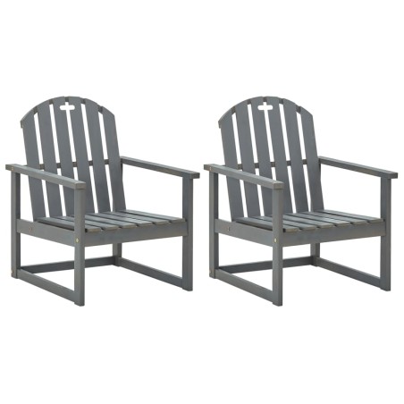 vidaXL Sillones de jardín 2 unidades madera maciza de acacia gris