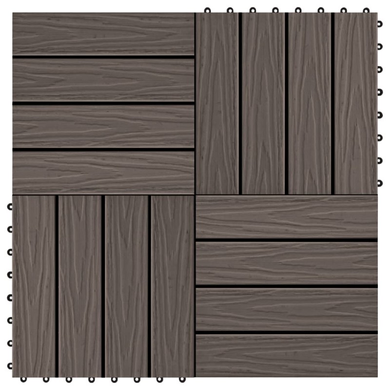 vidaXL Baldosas porche relieve profundo WPC 1 m² marrón oscuro 11 uds vidaXL Baldosas porche relieve profundo WPC 1 m² marrón oscuro 11 uds