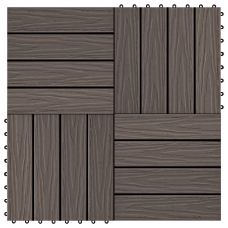 vidaXL Baldosas porche relieve profundo WPC 1 m² marrón oscuro 11 uds