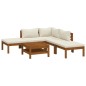 vidaXL Muebles de jardín 6 pzas cojines crema madera maciza de acacia 