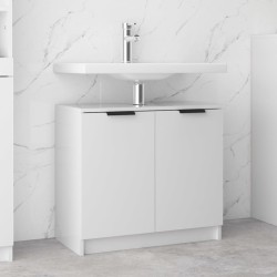 vidaXL Armario de baño contrachapado blanco con brillo 64,5x33,5x59 cm