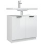 vidaXL Armario de baño contrachapado blanco con brillo 64,5x33,5x59 cm vidaXL Armario de baño contrachapado blanco con brillo 64,5x33,5x59 cm