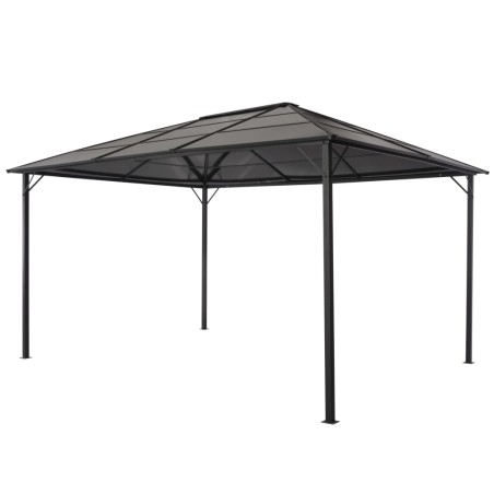 vidaXL Cenador con tejado aluminio 4x3x2,6 m negro