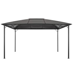 vidaXL Cenador con tejado aluminio 4x3x2,6 m negro