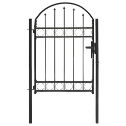 vidaXL Puerta de jardín con arco superior 100x125 cm acero negro