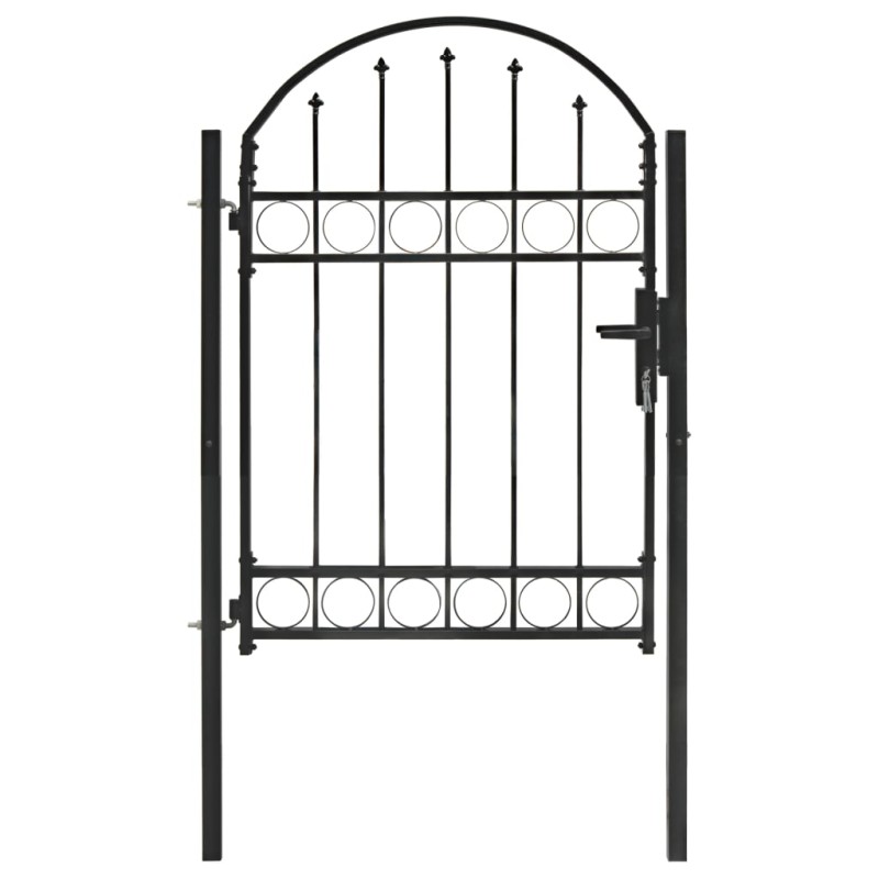 vidaXL Puerta de jardín con arco superior 100x125 cm acero negro