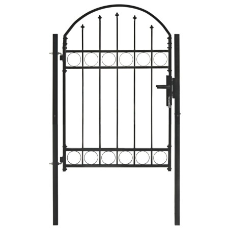 vidaXL Puerta de jardín con arco superior 100x125 cm acero negro