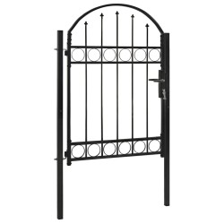 vidaXL Puerta de jardín con arco superior 100x125 cm acero negro