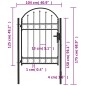 vidaXL Puerta de jardín con arco superior 100x125 cm acero negro