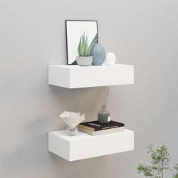 vidaXL Estantes de pared con cajón 2 uds MDF blanco 40x23,5x10 cm
