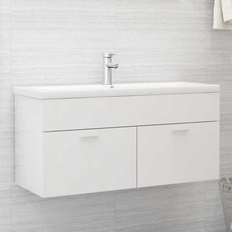 vidaXL Armario para lavabo madera contrachapada blanco 100x38,5x46 cm vidaXL Armario para lavabo madera contrachapada blanco 100x38,5x46 cm