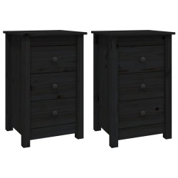 vidaXL Mesitas de noche 2 uds madera maciza de pino negro 40x35x61,5cm