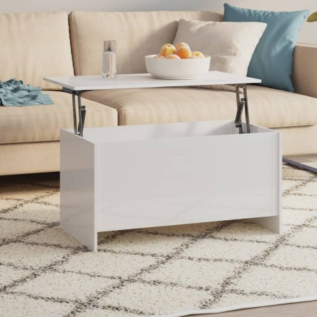 vidaXL Mesa de centro contrachapada blanco brillo 102x55,5x52,5 cm 