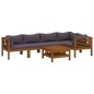 vidaXL Muebles de jardín 6 pzas cojines madera maciza de acacia vidaXL Muebles de jardín 6 pzas cojines madera maciza de acacia