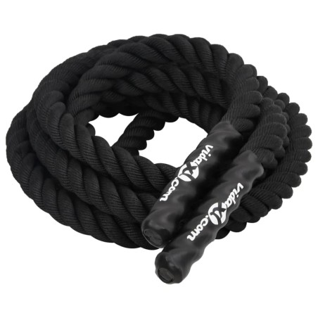 vidaXL Cuerda de batalla poliéster negro 9 m 6,8 kg