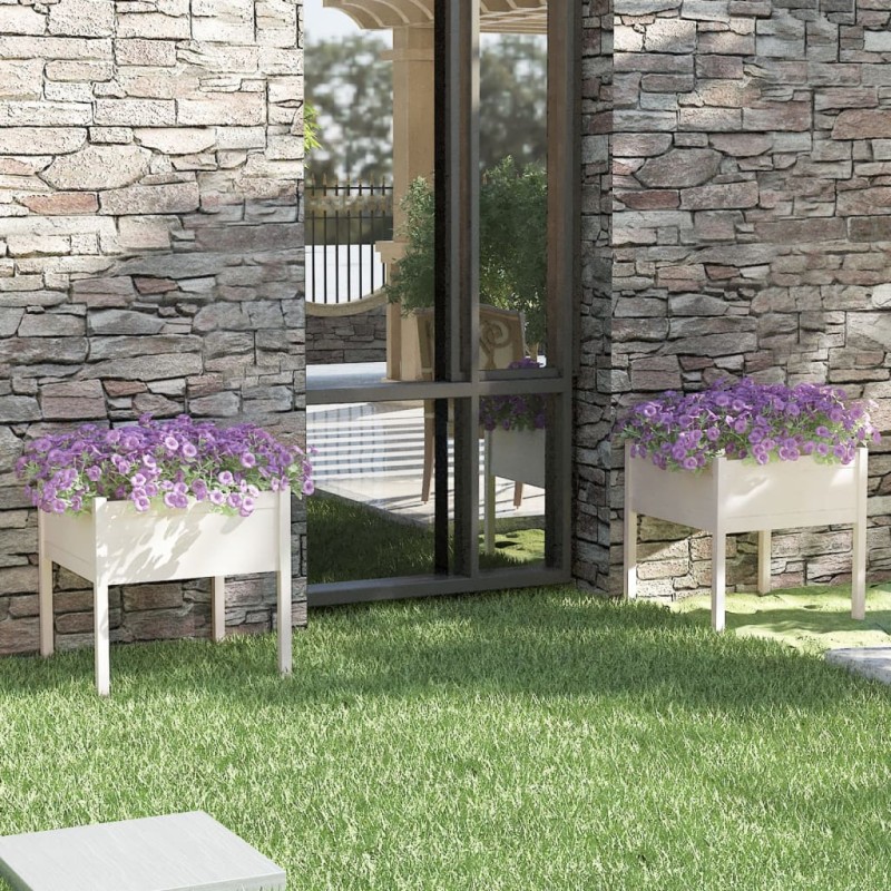 vidaXL Jardineras 2 uds madera maciza de pino blanco 70x70x70 cm vidaXL Jardineras 2 uds madera maciza de pino blanco 70x70x70 cm