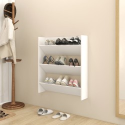 vidaXL Zapatero de pared madera contrachapada blanco 80x18x90 cm