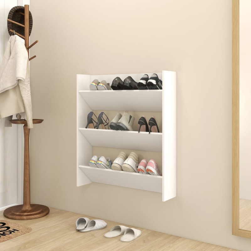 vidaXL Zapatero de pared madera contrachapada blanco 80x18x90 cm vidaXL Zapatero de pared madera contrachapada blanco 80x18x90 cm